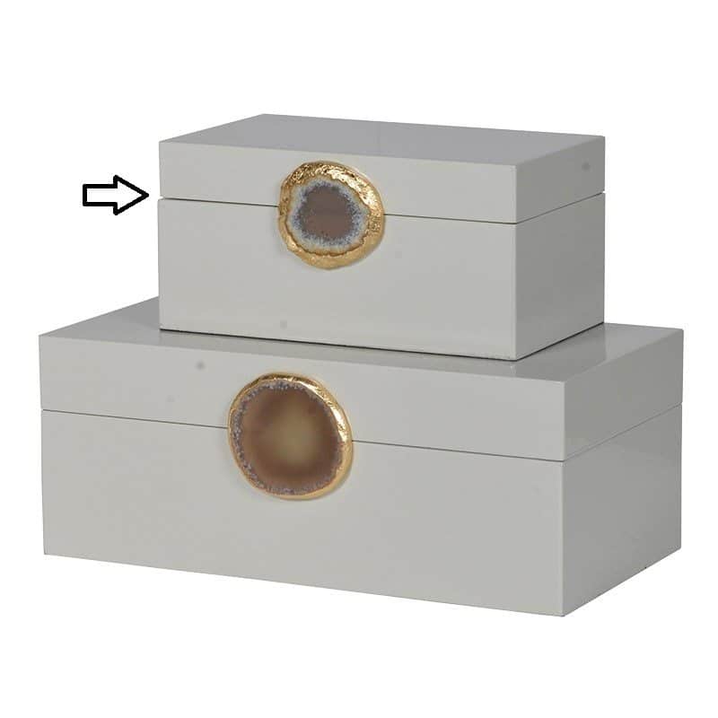 Cream Box With Agate / Dim: H: 100mm W: 200mm D: 120mm 1