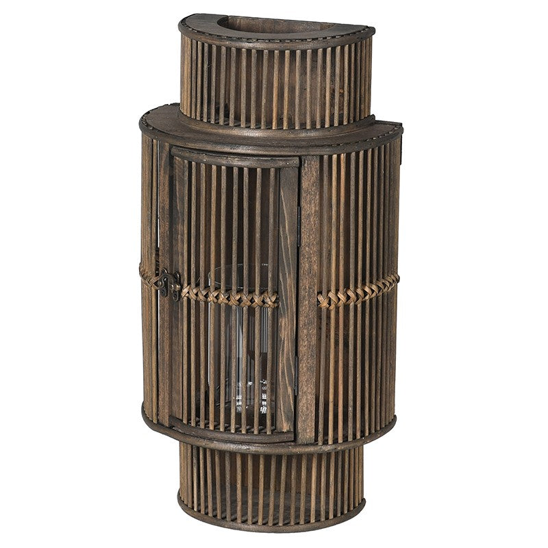 Blk Bamboo Curved Lantern / Dims: H: 540mm W: 270mm D: 170mm