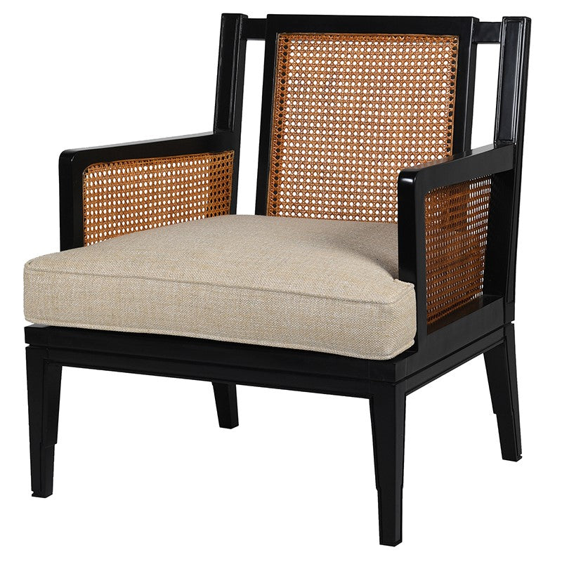 Black Rattan Chair / Dims: H: 890mm W: 780mm D: 720mm