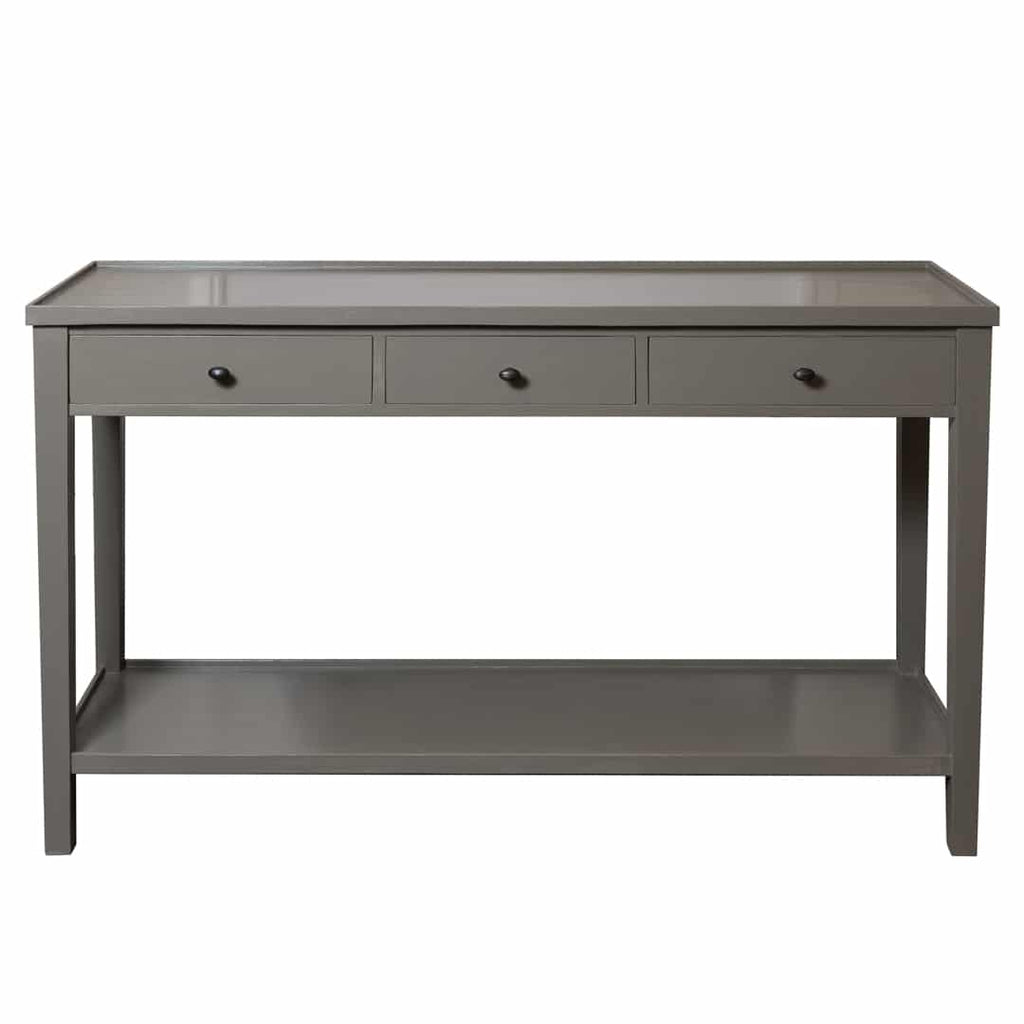 William Console Table with Three Drawers and Shelf - Clay