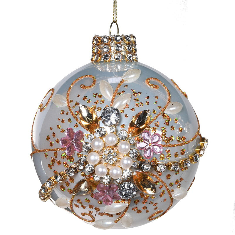 Pink Champagne Swirl Bauble / Dims: Dia: 100mm