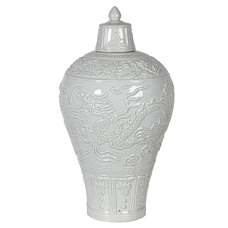 Antique Effect Meiping Vase with Lid / Dims: H: 420mm Dia: 200mm